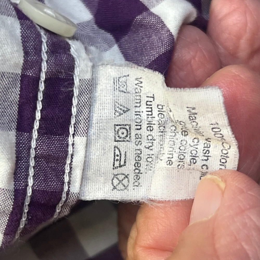 J.Crew Shirt Mens Gingham Check Slim Fit XL Purple White Preppy Classic Pocket - Picture 8 of 9
